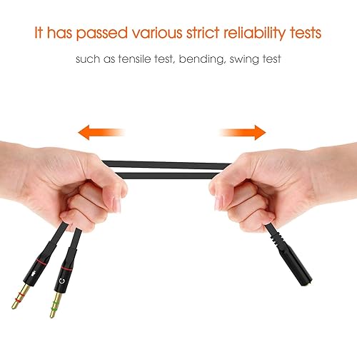 Miniatura 2 de Audífonos y micrófono Maeline bañado en oro de 35mm hembra a 2macho y Splitter de cable plano