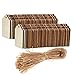 Unfinished Wood Tag - 100-Pack Wooden Gift Tags with Jute Ropes, Natural Rustic Wood Craft Labels for Home DIY Supplies, Wedding Decoration, 2.7 x 1.5 inches