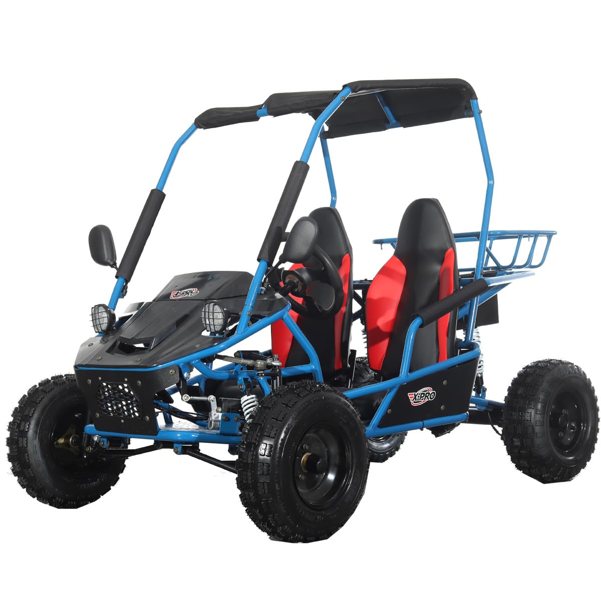 X-PRO E-Rover 2000 Electric Kids Go Kart with Reverse and Rear Disc Brake! Big 8” Wheels！ (Blue)