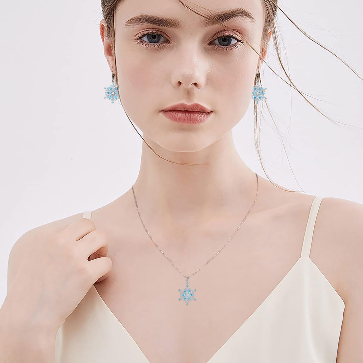 Snowflake Necklace for Women 925 Sterling Silver Frozen Pendant Christmas Jewelry Gifts - Image 3