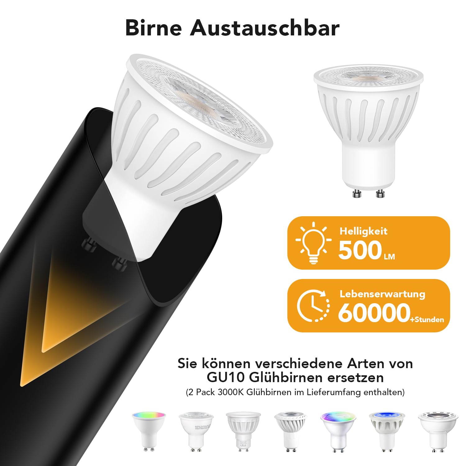 LED Uplight Spot 2 Stück, 7W Bodenstrahler, LED Bodenleuchte zur indirekten Beleuchtung, Standleuchte inklusive GU10 LED Lampe 500LM, Warmes Licht mit 3000 Kelvin, Schwarz