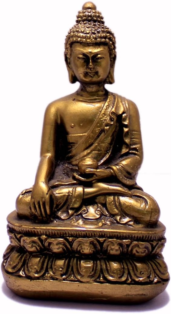 Hand Carved Meditating Lord Buddha Sitting Resin Idol Sculpture Statue Size 3.5"x1.6"