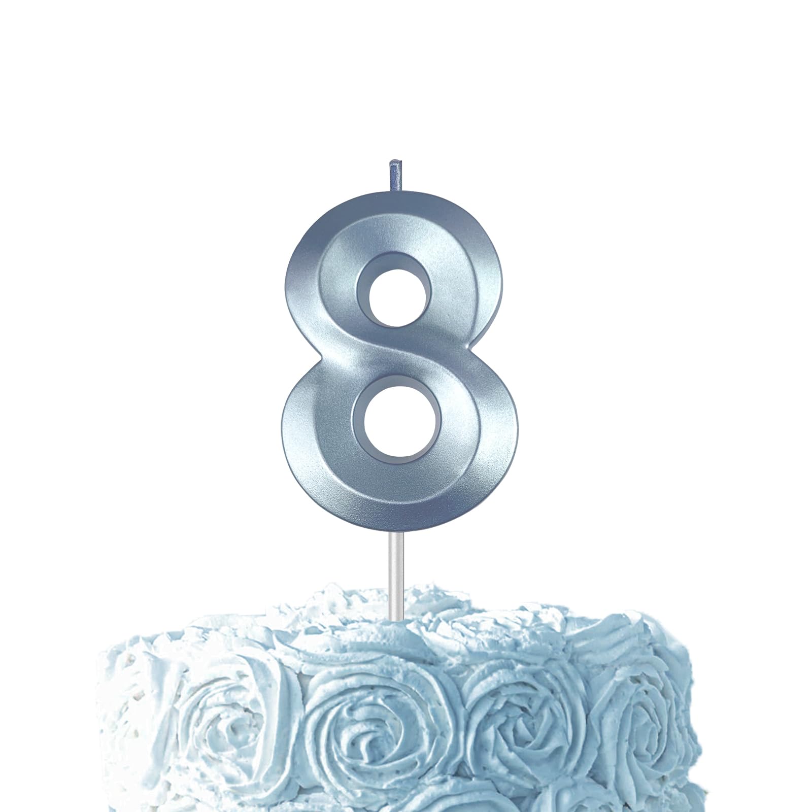 Blue Birthday Number 8 Candles for Wedding Party Cake Decorations