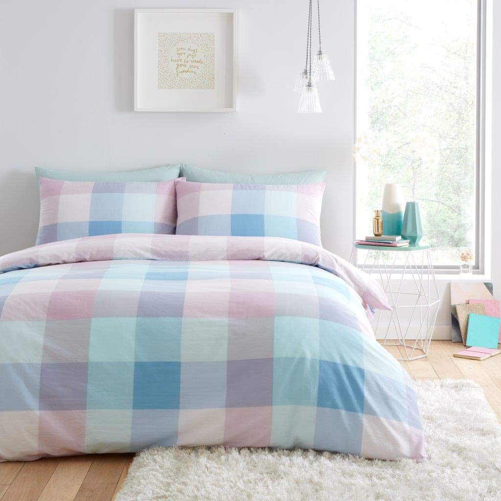 GC GAVENO CAVAILIA Easy Care Printed Duvet, Reversible Bedding Sets, Polycotton Quilt Covers, Polyester-Cotton, Cosmic Check-Multi, King