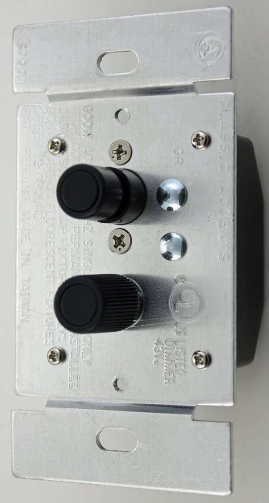 Classic Accents Single Pole 600 Watt Black Button Antique Push Button Dimmer Light Switch