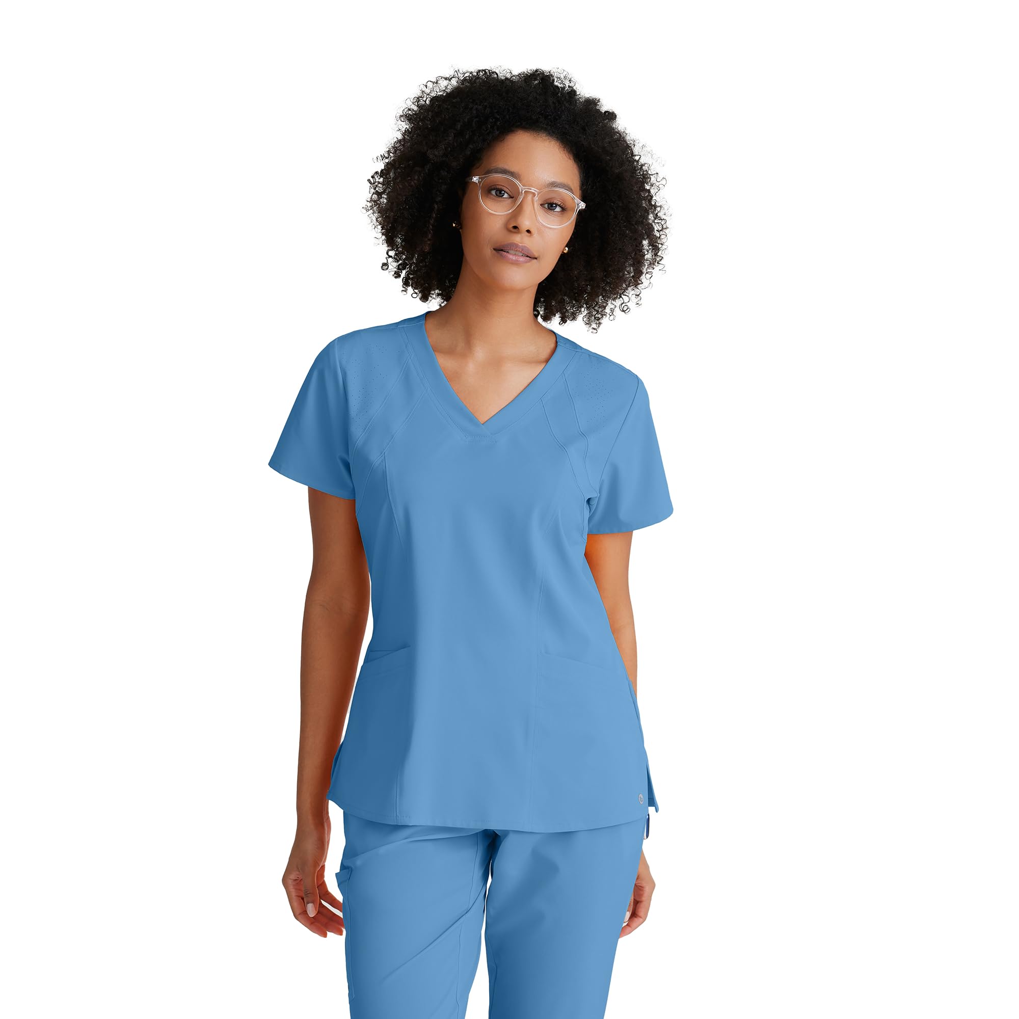 BARCO ONE – Women’s Racer Top, V-Neck Medical Scrub Top w/ 4 Pockets and 360 Spandex Stretch Fabric