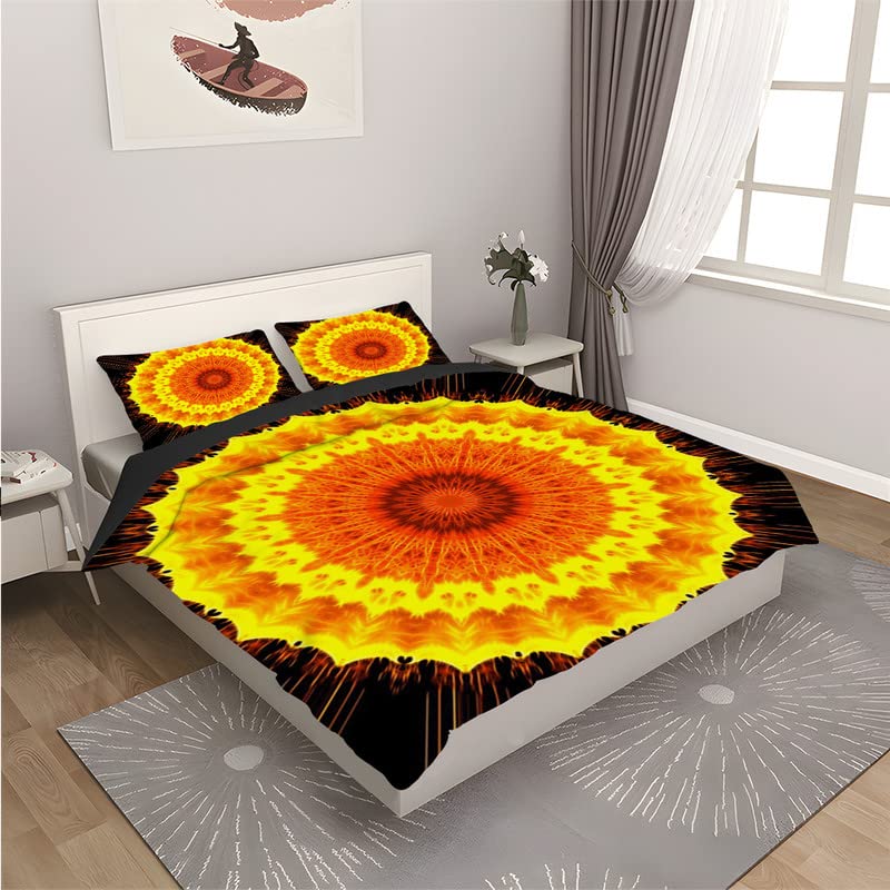 Housse de couette 240 x 260 mandala noir microfibre 110g parure de lit adulte zip - 2