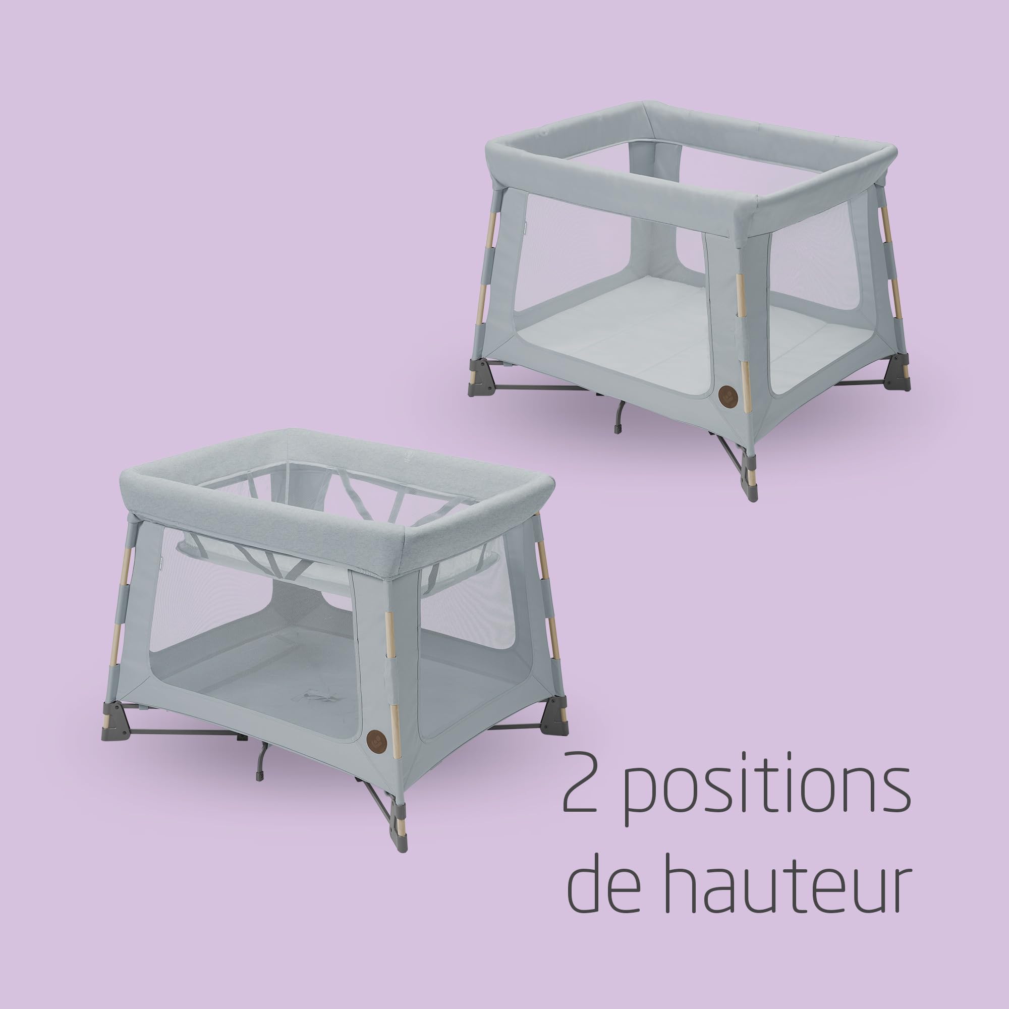 Maxi-Cosi Swift 3 en 1 Lit Parapluie Bebe, 0-3 Ans et Demi, jusqu'à 15 kg, Lit de Voyage Léger, Matelas 2-en-1, Ultra-léger, Pliage en 1 Seconde, Sac de Voyage, Eco Care, Beyond Grey