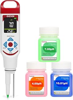 Phmetro Alimentos Medidor pH Masa Madre FermentacióN para Salsas Calientes Vino con Kit CalibracióN,Sonda pH con Punta de Lanza para Pan Queso CosméTico,Medidor Acidez y pH de Alimentos Digital