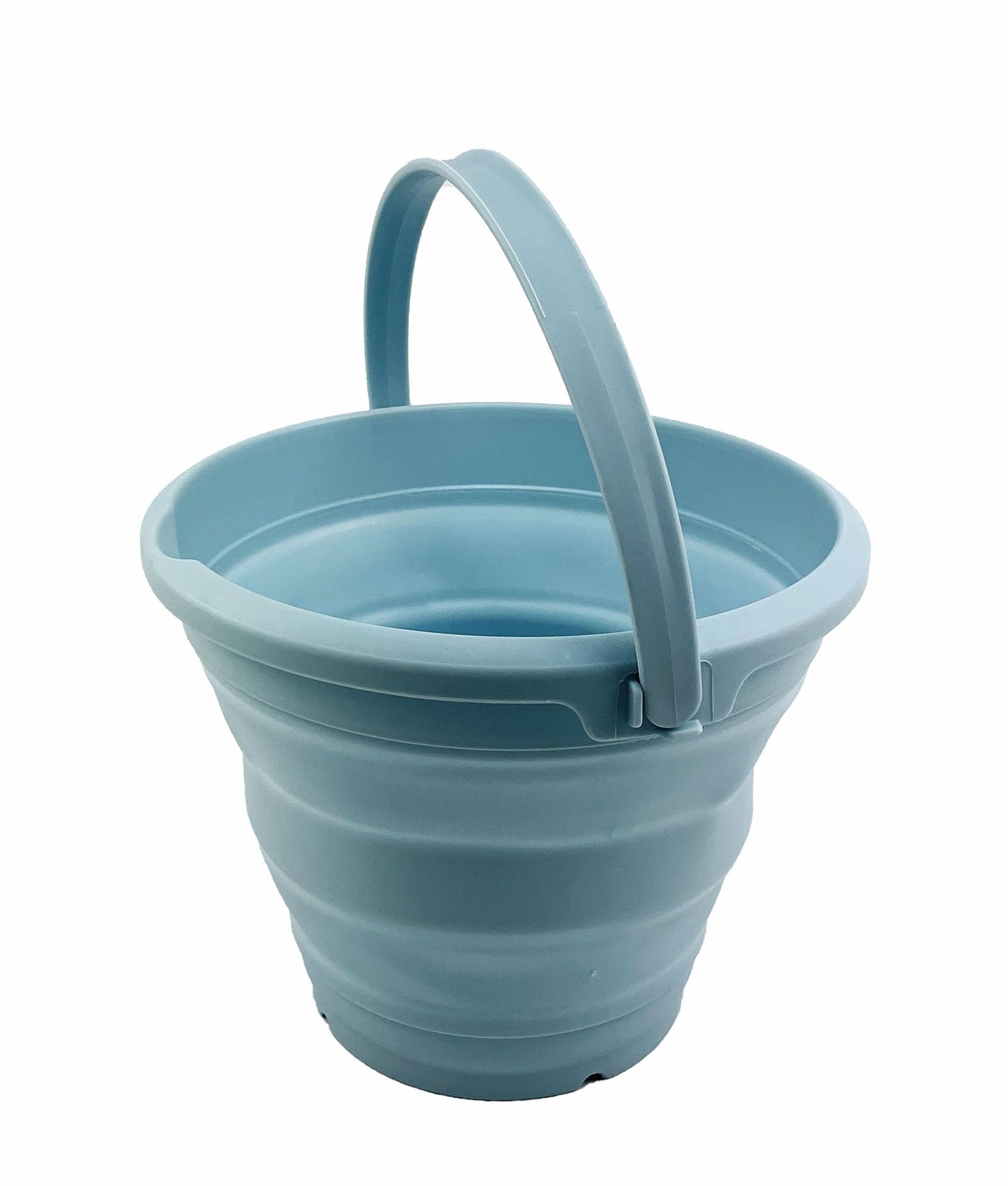 SAMMART - 5.5L Collapsible Plastic Bucket - Foldable Round Tub - Portable Fishing Water Pail - Space Saving Outdoor Waterpot. (Ice Blue, 1)