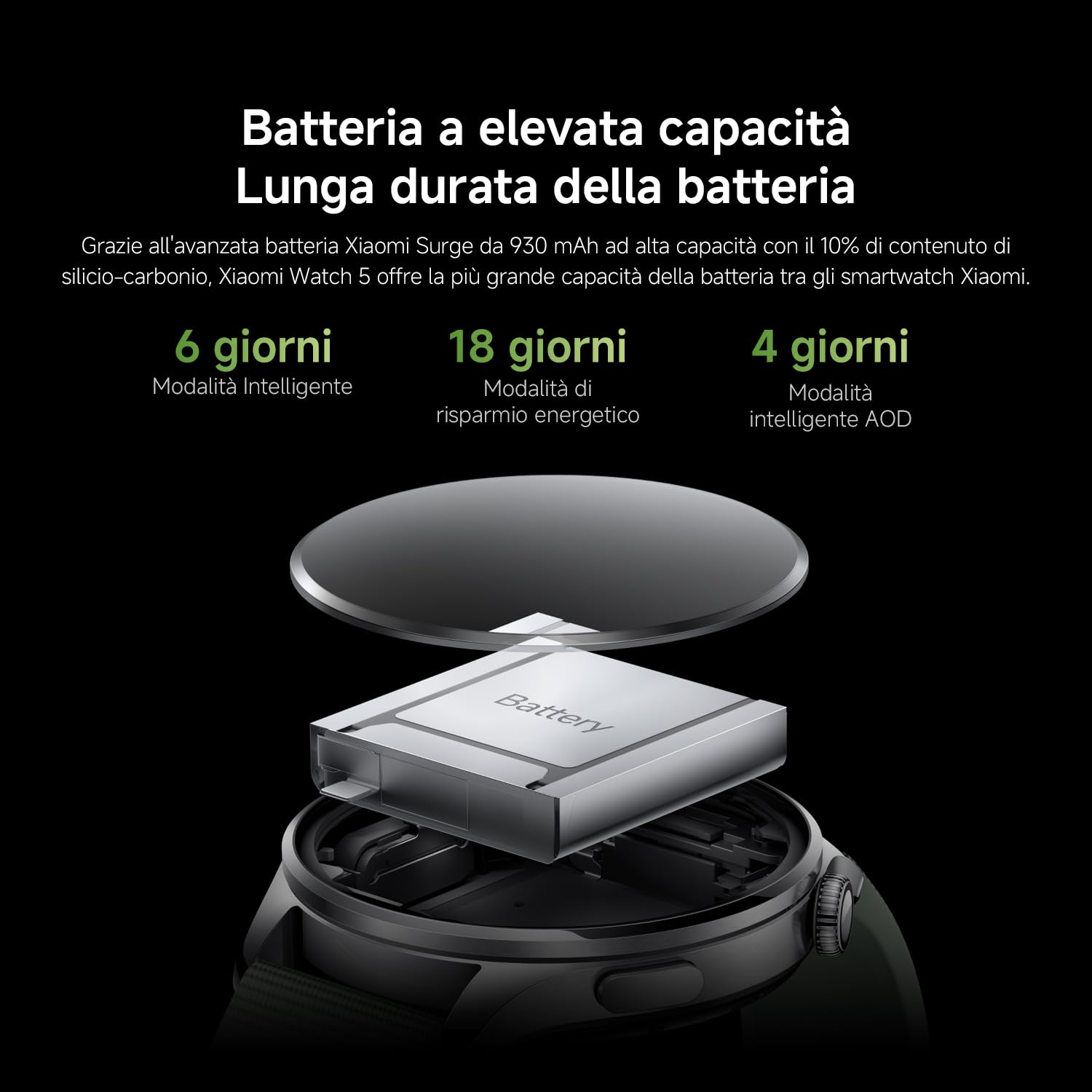 XIAOMI Watch 5 Smartwatch 47mm, Google Wear OS, AI, Batteria 6gg, Nero | Display Zaffiro 1,54'', 78% rapporto schermo, tracker fitness GPS, controllo salute 60s, 150+ sport, controllo gesti