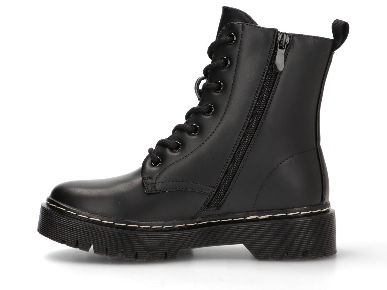 Etika Botas Militares para Mujer, Botín de Combate con Suela Track, Cierre con Cremallera y Cordones, Piel Sintética, Modelo 11046
