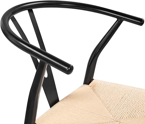 Miniatura 4 de Topeakmart - Silla de comedor con estructura de metal sólido de mediados de siglo moderno y 2 sillas, color blanco