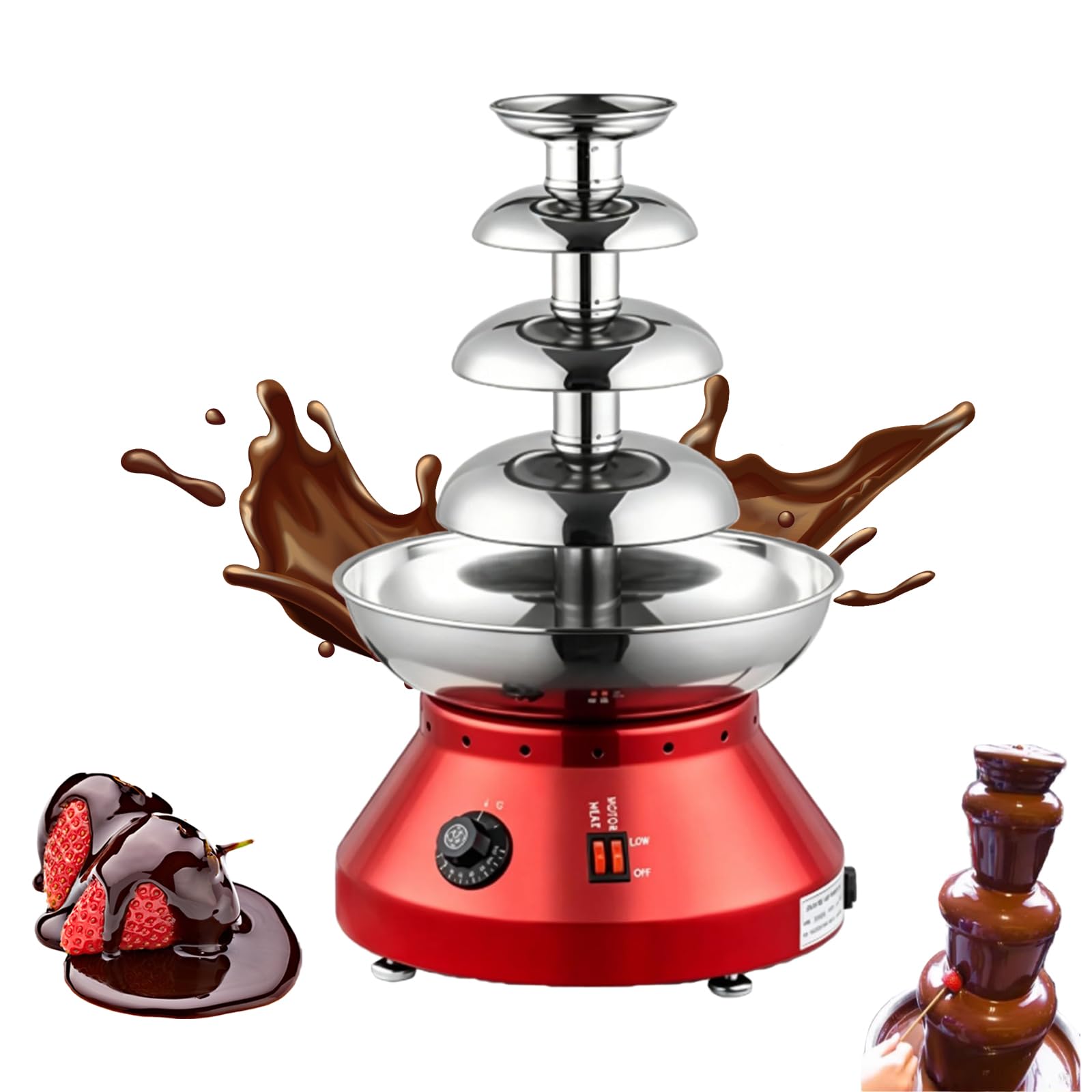 Fondue à chocolat électrique à 4 niveaux avec contrôle de la température pour fêtes et célébrations