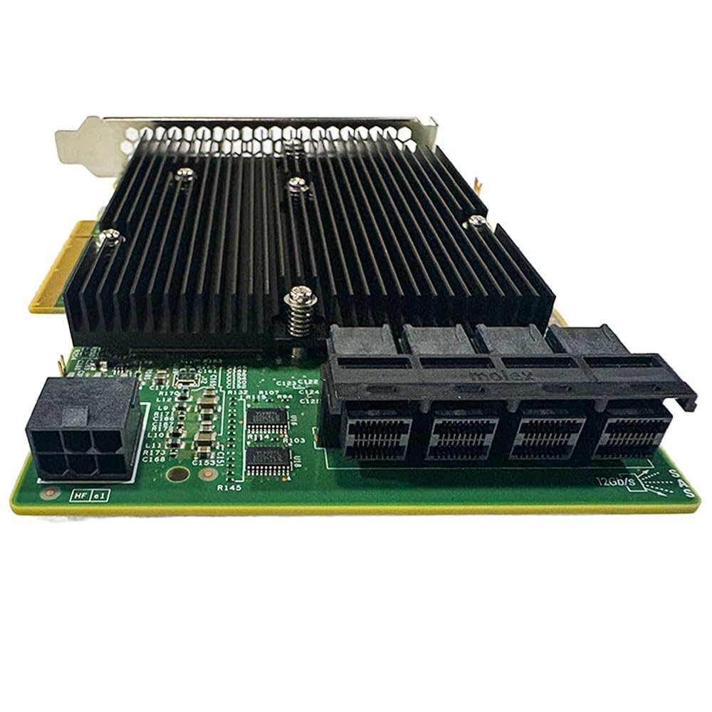 Carte HBA LSI 9300-16i IT Mode PCIe SATA 16 Ports 12Gbps PCIe 3.0 x8 Contrôleur SAS avec 4x SFF-8643 pour NAS ZFS TrueNAS
