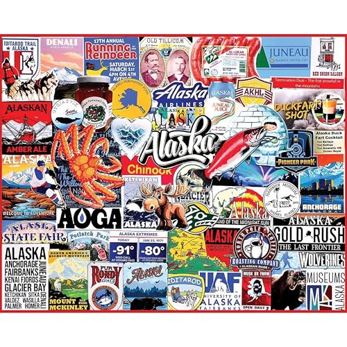 White Mountain Rompecabezas de 1000 Piezas Última Frontera, I Love Alaska, Piezas Grandes, Regalo para Adultos y Familia, 24"x30" de Tamaño, Collage miniatura 1
