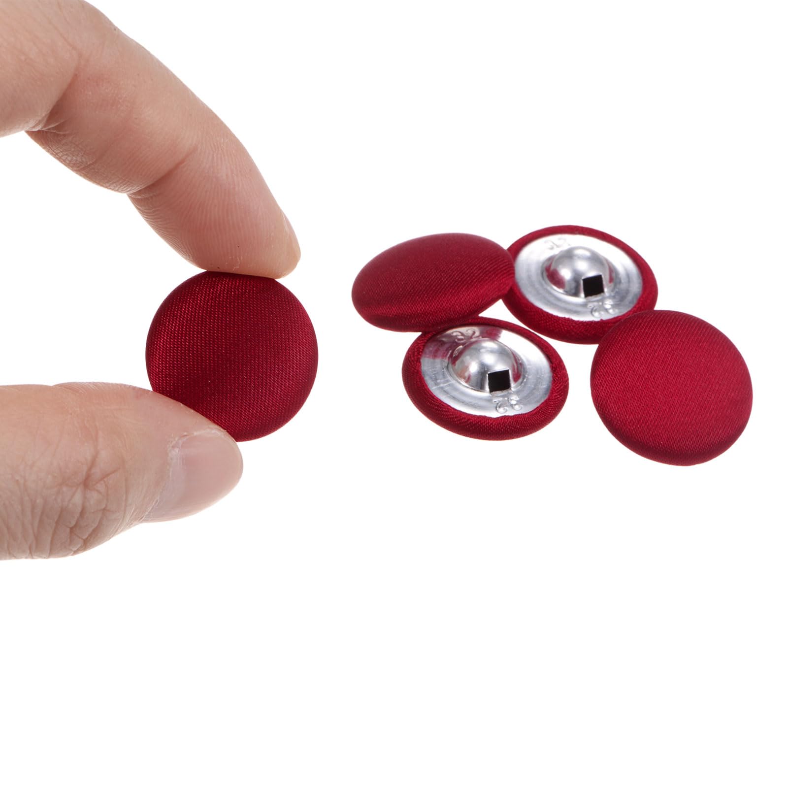 QUARKZMAN 10 Pezzi 32L Bottone Rivestito in Tessuto 20mm Bottoni da Cucito Rotondi con Gambo in Metallo per Abiti Abito Camicette Accessori Cucire, Rosso Intenso