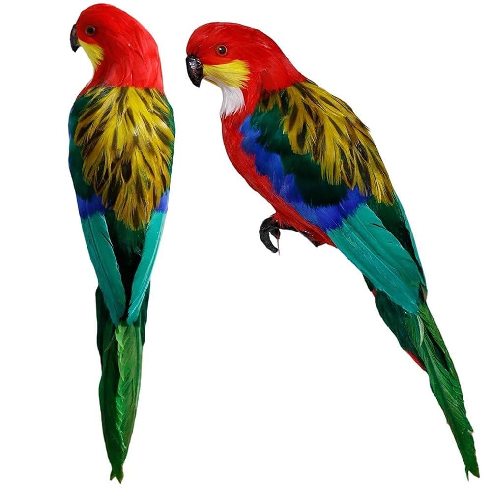 Loros artificiales de plumas grandes, el regalo de inauguración de casa ideal