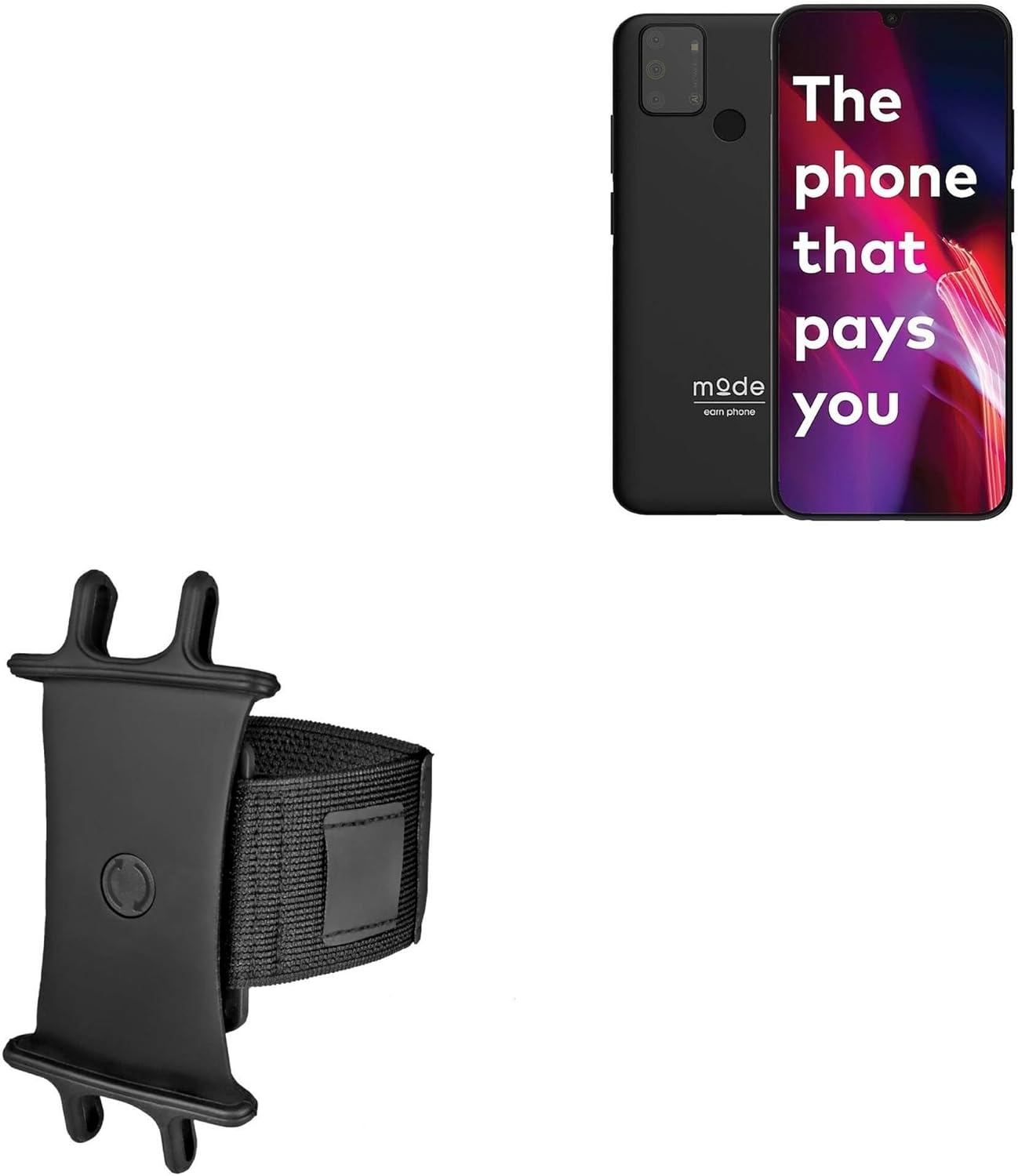 BoxWave Holster Compatible with Mode Phone Earn Phone MEP2 (6.52 in) - ActiveStretch Sport Armband, Adjustable Armband for Workout and Running - Jet Black