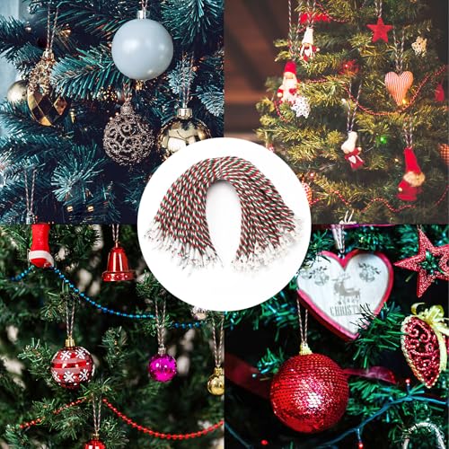 Jansun 500Pcs Christmas Ornament Hooks Hangers with Snap Cotton Rope String Hangers for Christmas Tree Holiday Party Hanging Decorations(Red, Green, White) - Thumbnail 7
