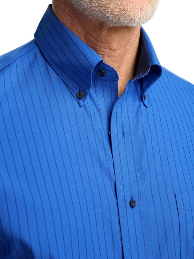 Paul Fredrick Men's Slim Fit Non-Iron Cotton Stripe Dress Shirt