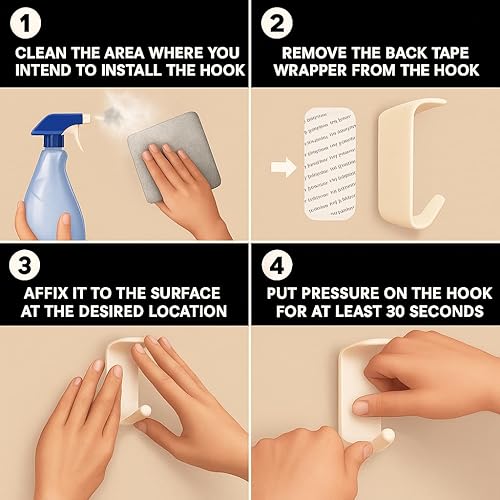 Miniatura 9 de Indian Shelf Ganchos decorativos bohemios, ganchos adhesivos para pared, ducha, lufa, ganchos para ducha, ganchos de ducha, sin daños, para colgar