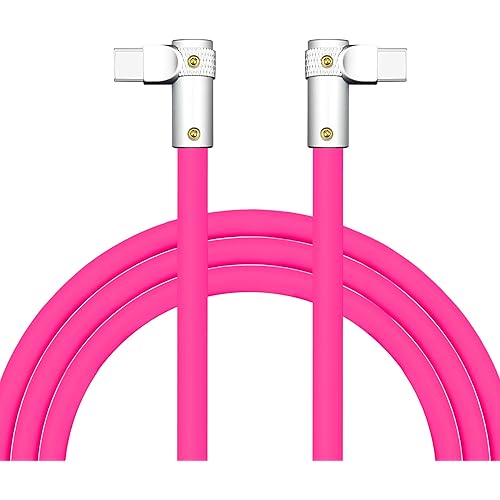 chubbycable FlexElbow Pro - 90 Degree Design 240W Fast Charge Cable Ultra-Thick Silicone Right Angle USB C Cable Phone Tablets Charging Cord, Rose Red, Double Elbow Type C to Type C, 9.8FT