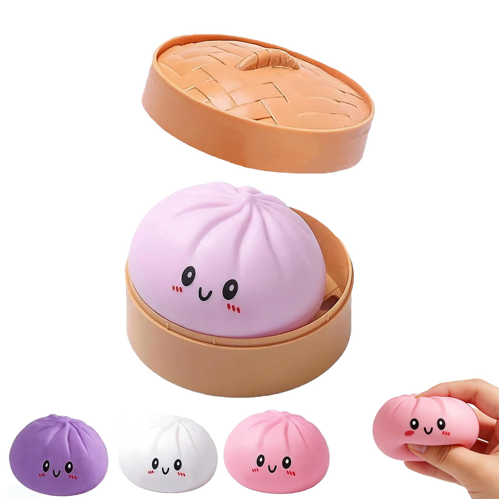 Giant Dumpling, 4/6/10 Inch Jumbo Dumpling Stress Ball, Squeeze Dough Ball Stress Relief (Purple,4 inch)