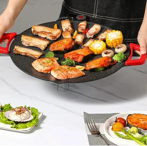 Miniatura 5 de Sartén eléctrica, bandejas para hornear parrilla, calentador de alimentos antiadherente sin humo con asas, calentamiento rápido para filete de arroz