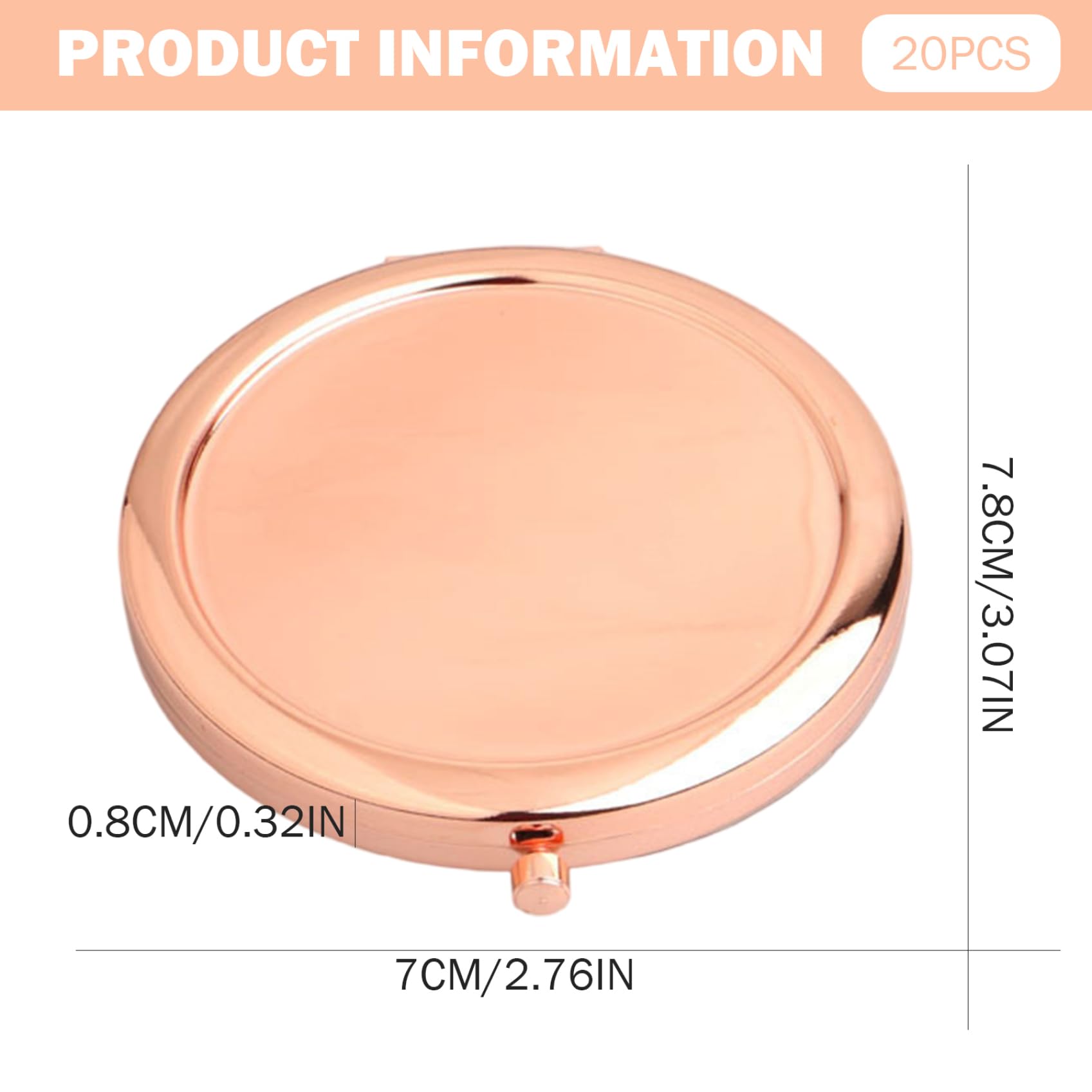 Specchio compatto, tasca rotonda vintage bifacciale da 20 pezzi per donna