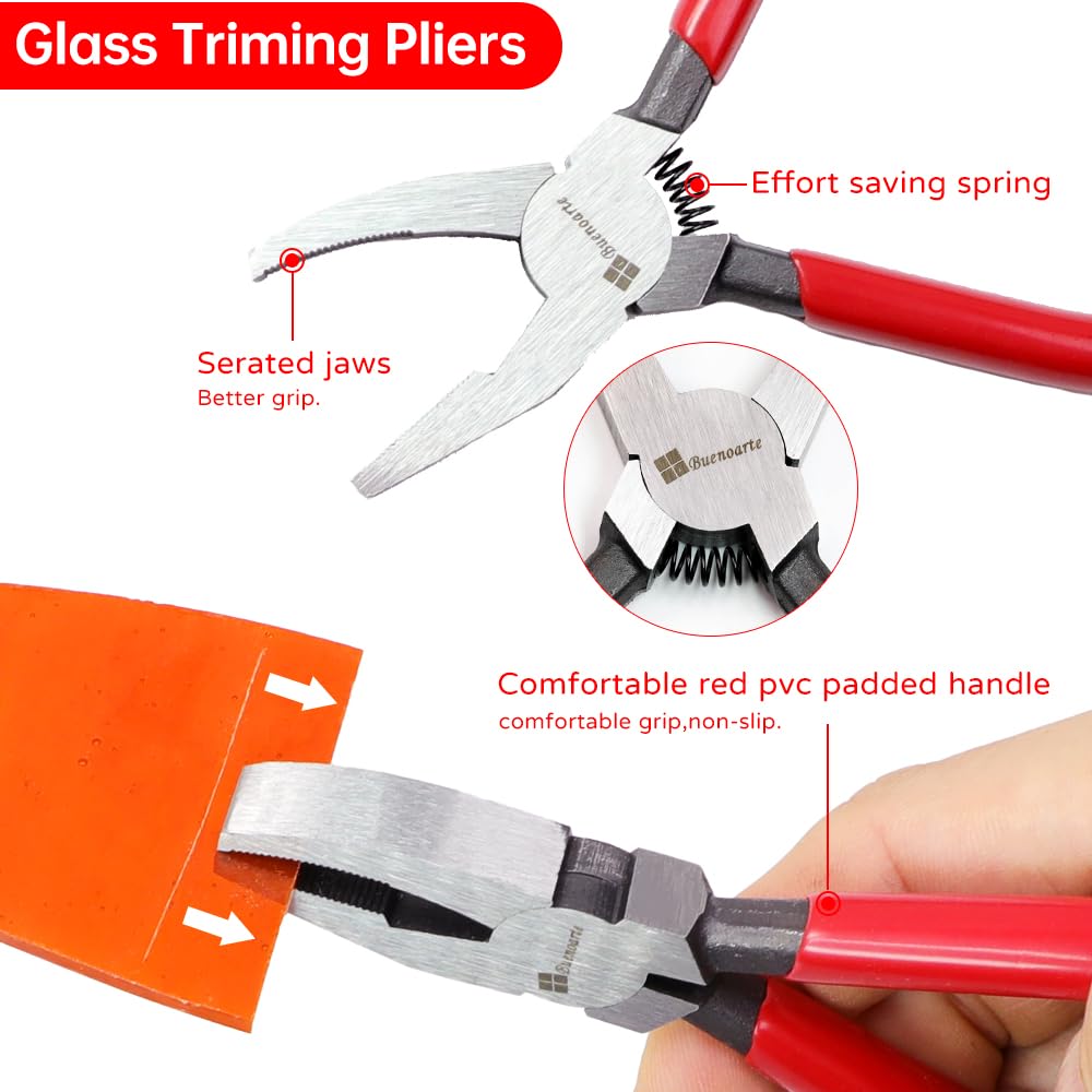 Professionelles Buntglas-Werkzeugset, robuste Glasbrechzange und Klassenschneider, Werkzeug-Set, Glasschneider für Buntglas, Mosaik, Sicherung, Brechen, Glasfliesenzange mit Rädern, 21-teilig