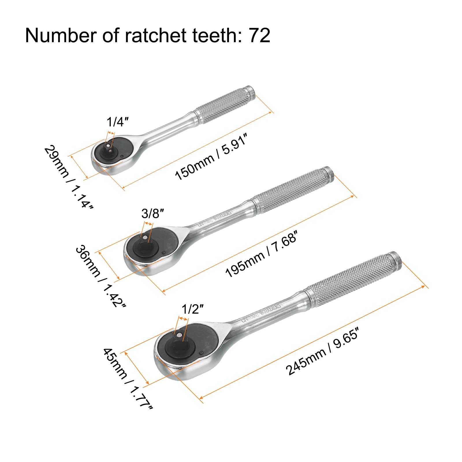 Amazon | HARFINGTON ストレートハンドルラチェットセット 1/4インチ 3