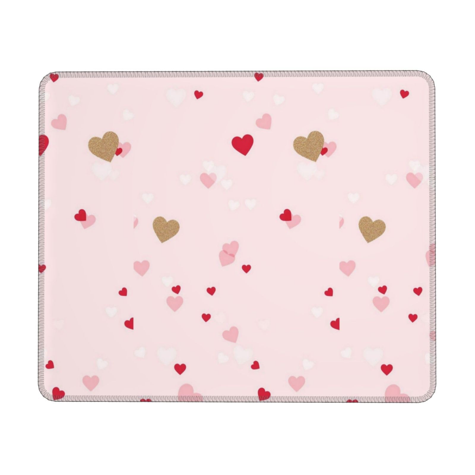 Mauspad Mit Bunten Herzen – 24x20 Cm, Rutschfeste Gummiunterseite, Waschbar, Für Büro & Zuhause