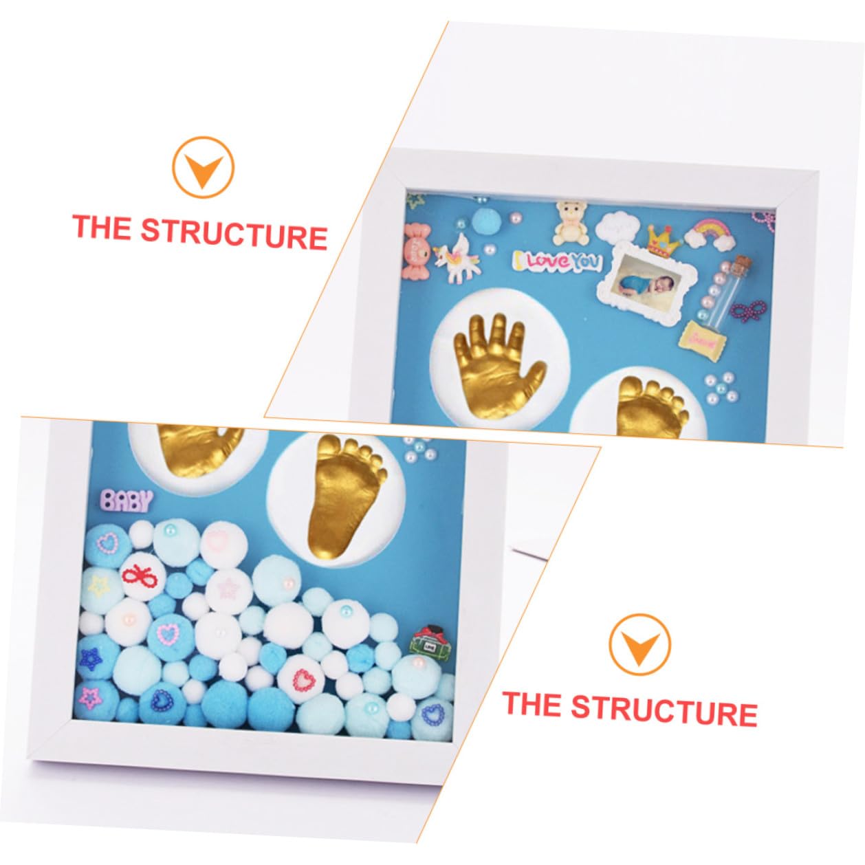 ABOOFAN Kit Impronta Mani e Piedi per Ragazzo Ragazza in Acrilico Oro Cornice da Parete, Regalo per Bambine, Ricordo Prima Infanzia Unico e Originale