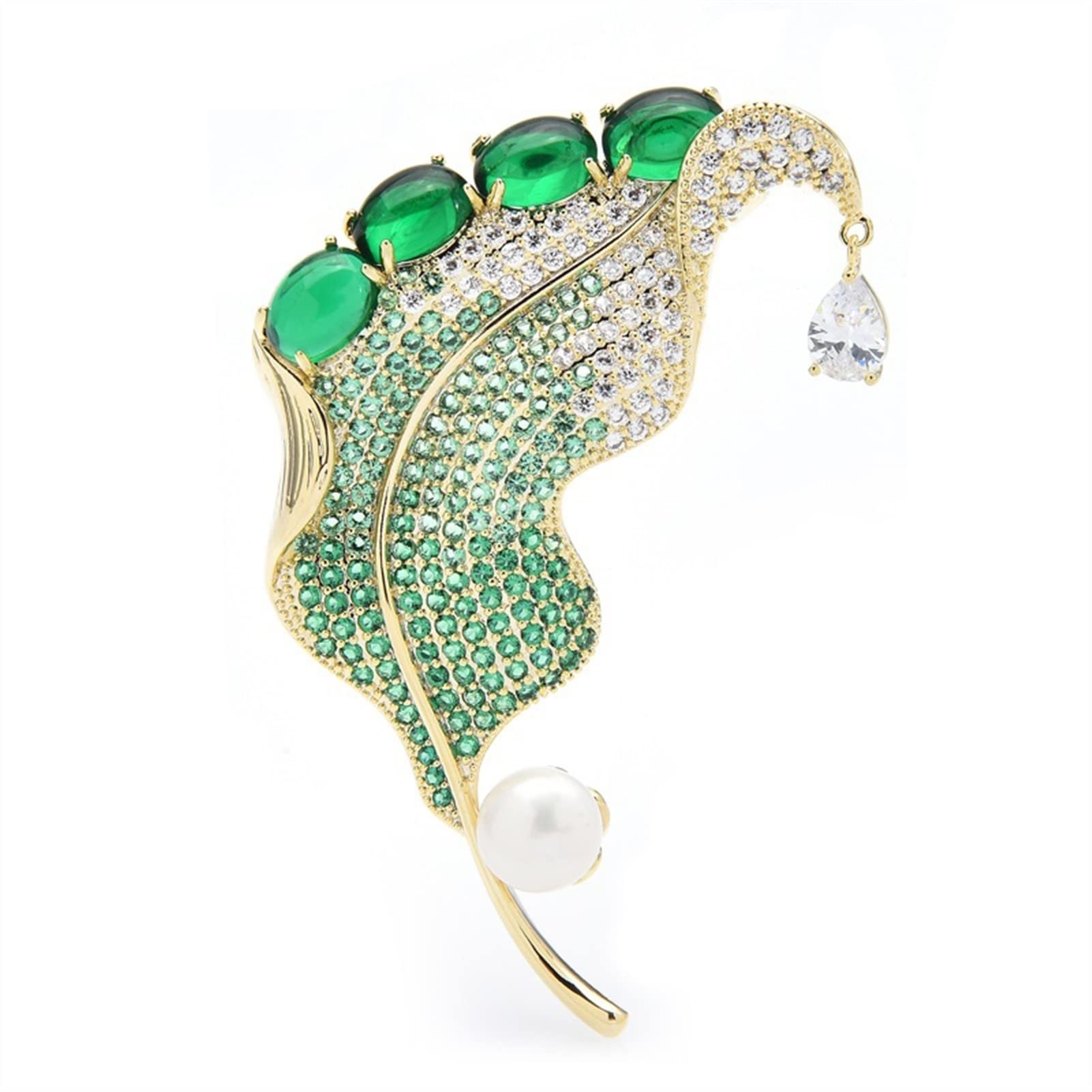 Broche Señoras Accesorios de Moda Señoras Elegante Hoja Broche Agua Drop Flor Boda Banquete Banquete Pin broches(Groen)