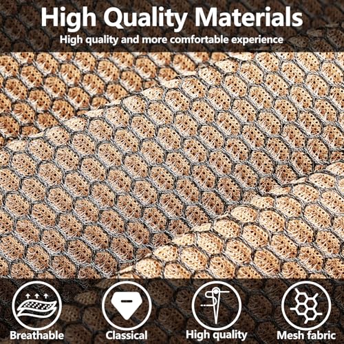 Image of HChengkikz Front Car Seat Covers, Air Mesh, Breathable (Black + Beige)