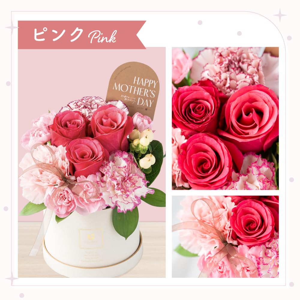 【超早割 4/15まで】バラとカーネーションの母の日アレンジメント［COLORFUL Flowers］ (ピンク) 母の日 カーネーション アレンジメント 花束 お花 フラワー 生花 お母さん 義母 母親 フラワーアレンジメント 可愛い おしゃれ フラワーアレンジ - 3