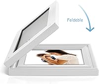 Vista 59 de Portarretratos de 5 x 7, doble bisagra horizontal de madera con marco de fotos plegable con frente de cristal real en grano de madera envejecido