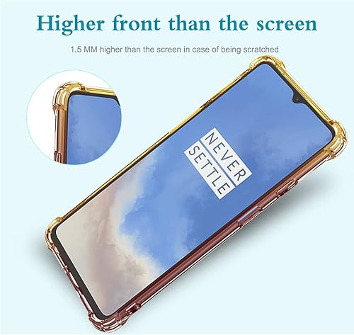 Miniatura 3 de Vokuha Funda para OnePlus 7T con protector de pantalla de vidrio templado, lindo degradado transparente delgado, a prueba de golpes, TPU para