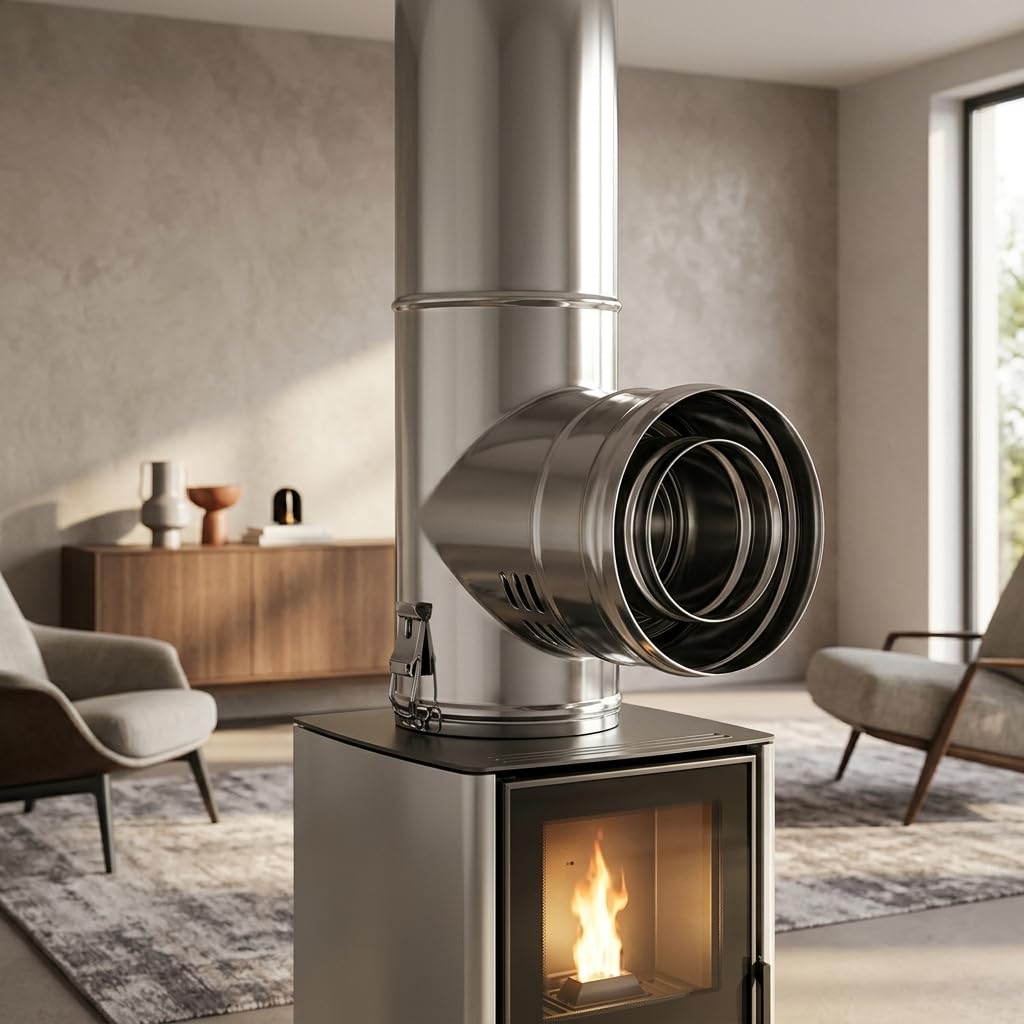 MAKA Codino Coassiale T 90 Maschio-Femmina MF Pellet Inox Ø 80/130 mm