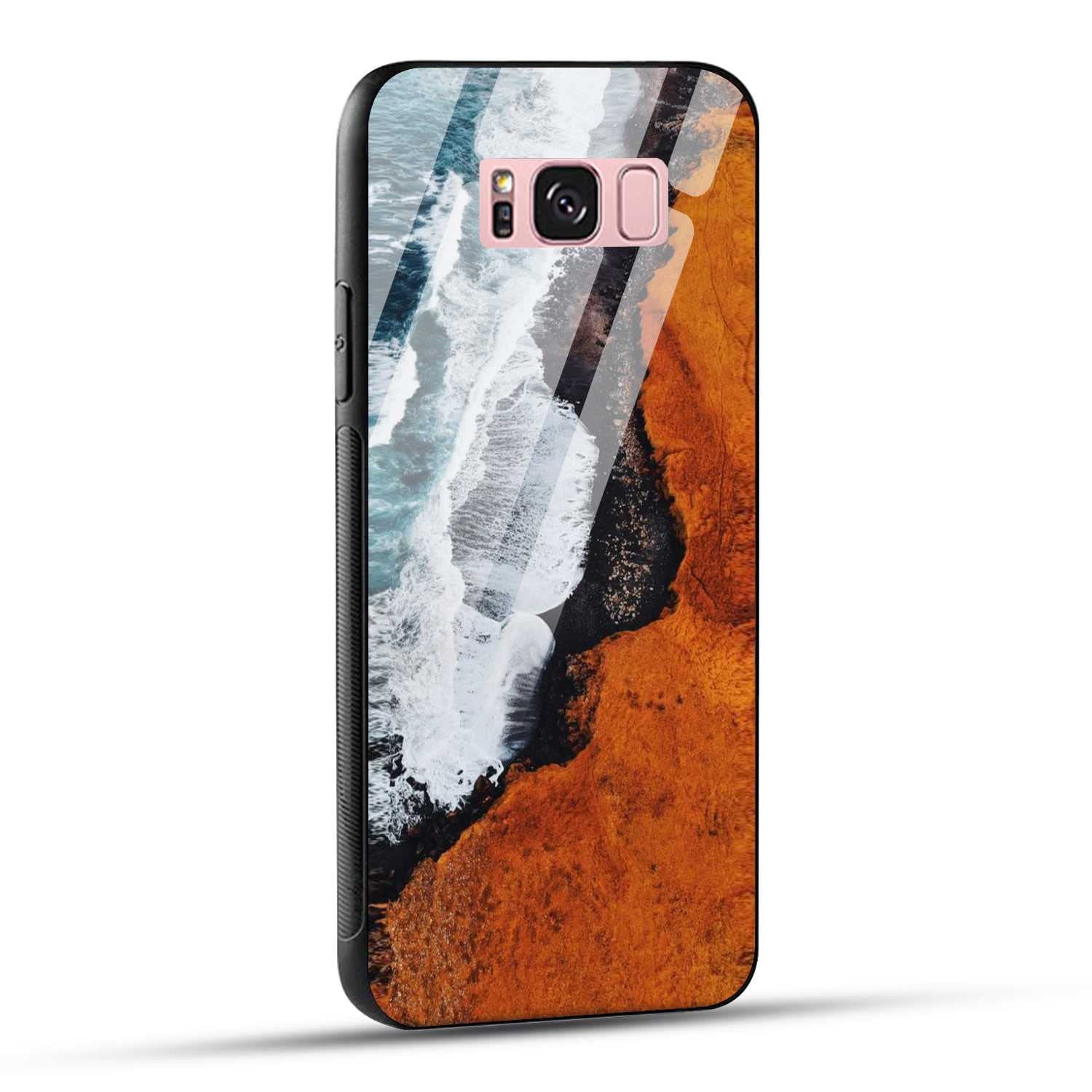 NDCOM for Samsung Galaxy S8 Plus Back Cover Ocean Beach Wave Printed Glass Case