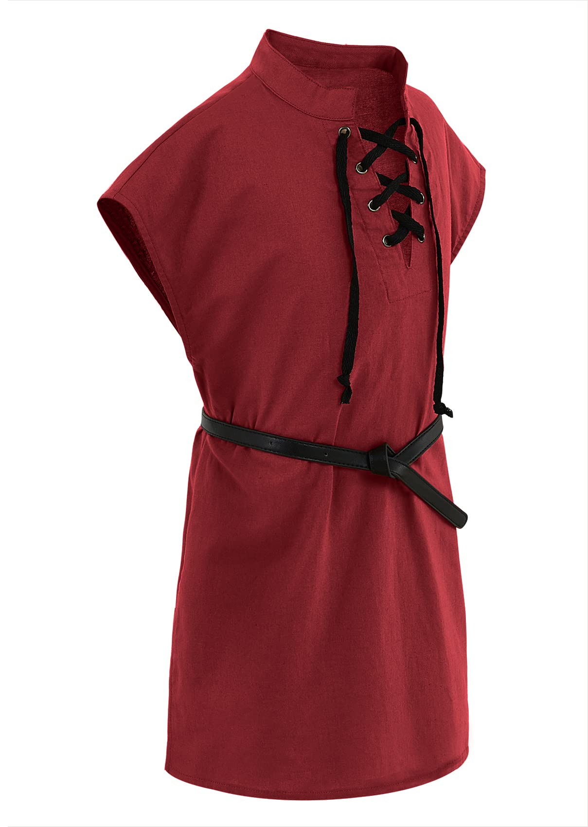 Boys Kids Renaissance Pirate T Shirts Viking Medieval Sleeveless Lace Up Costume Scottish Cotton Tank Tops