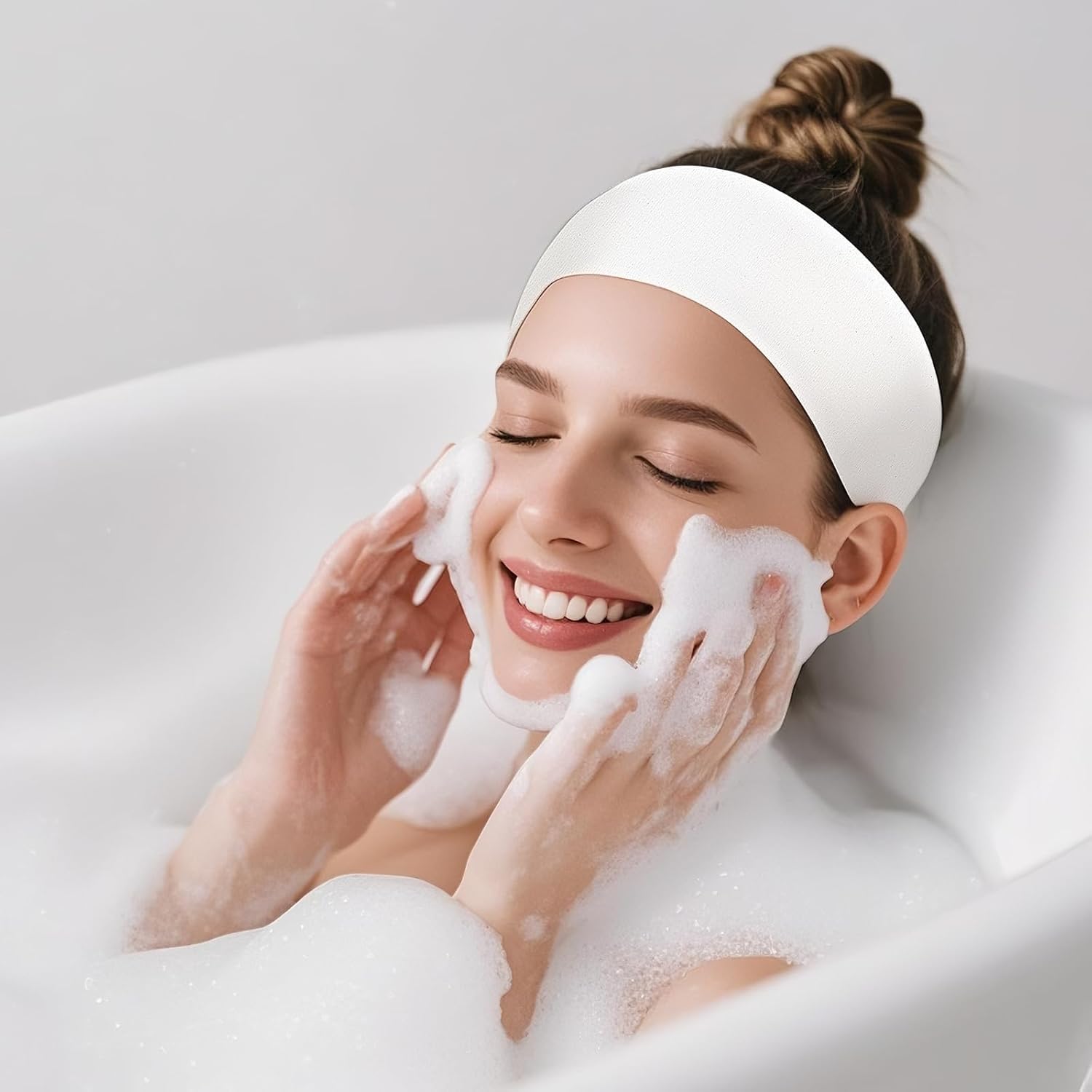 Meifuly 100PCS Disposable Headband for Women, Soft & Stretchy Non-woven Fabric Spa Hairband for Makeup, Washing Face, Esthetician Salon Supplies, Travel - Image 7