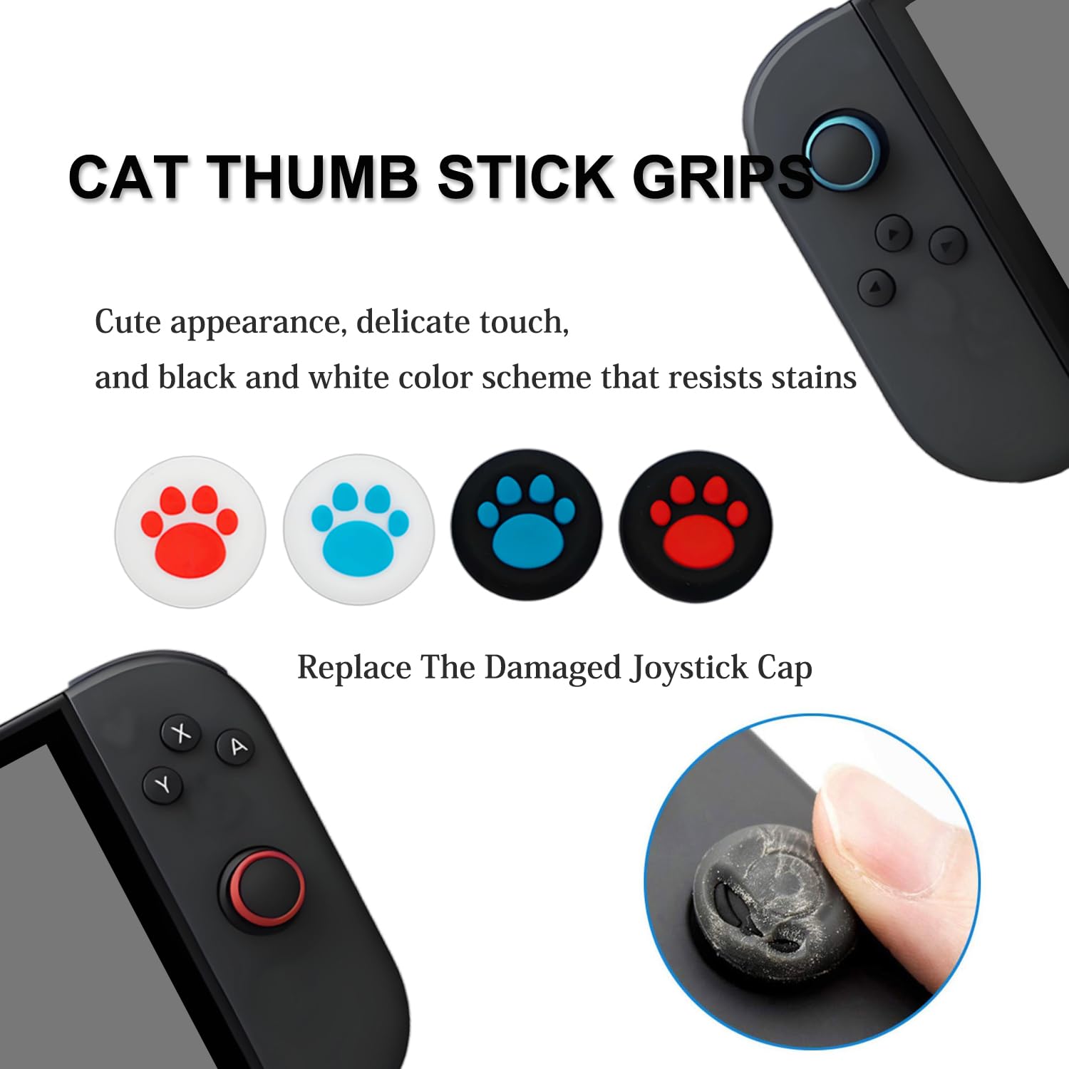 Joystick Replacement Kit Compatible with Nintendo Switch 2 Joycon Controller (2025), Drift Joystick Fixing Repair Tool Contains 2 Anti-Drift Analog Left and Right Thumbstick, Screwdriver Pry Tools Tweezers, Dust Sticker Cleaning Cloth and Brush, 4 Thumb Stick Grips (14 in one)