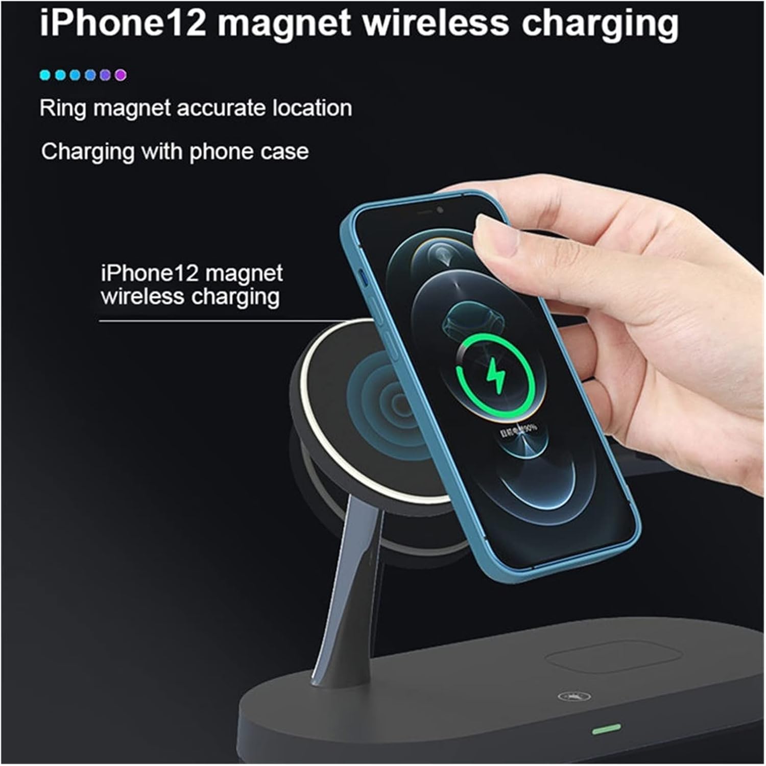 3 in 1 magnetic wireless charger 15w fast charging station compatible with iphone 12 pro max airpods pro apple color white and eu plug