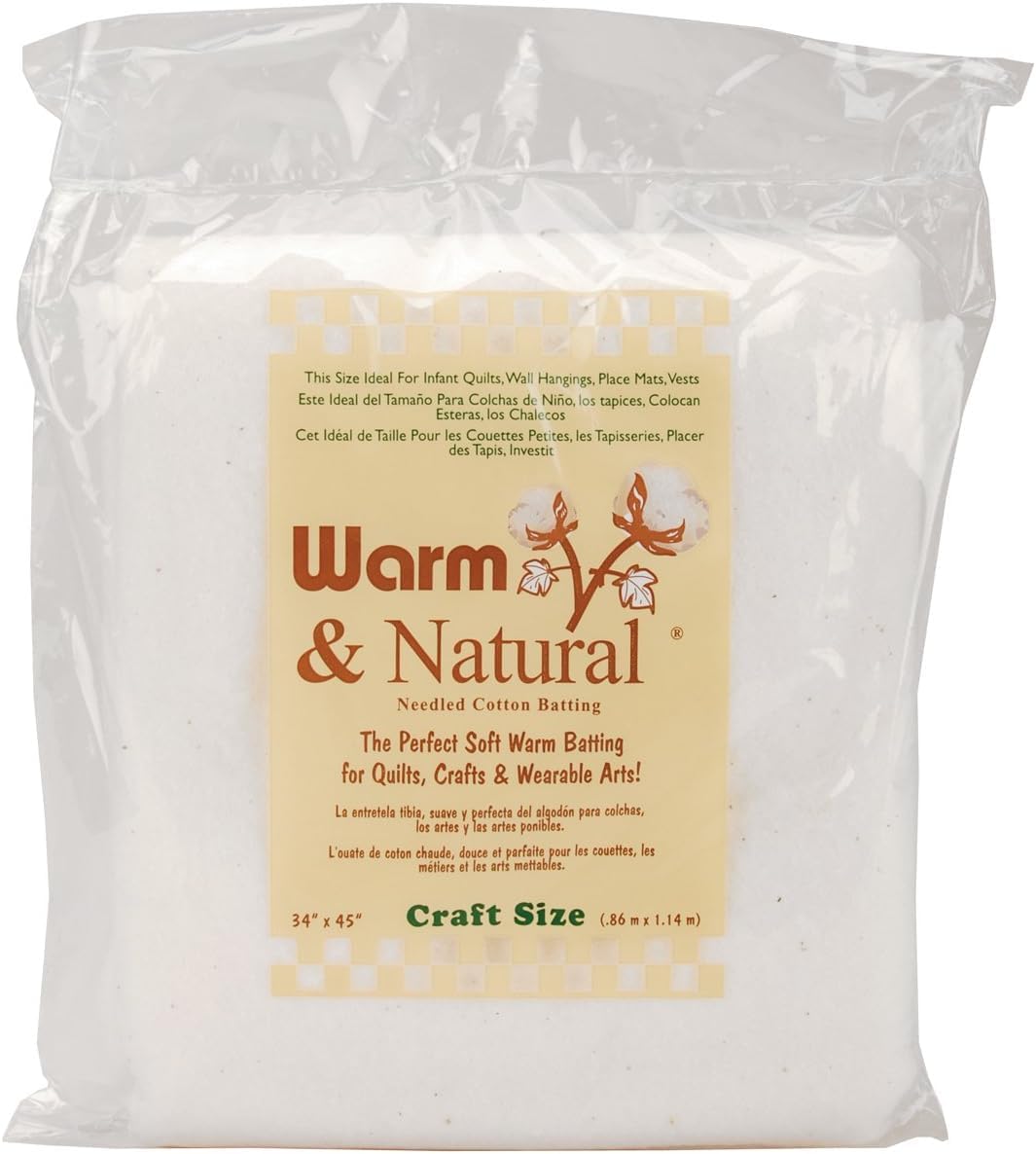 Warm Company Warm Company Warm and Natural Cotton Batting Craft Size 34 inch x 45 inch 2310W (3-Pack)3