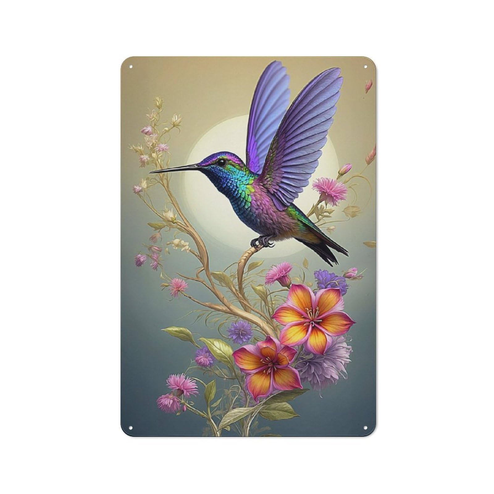 Junmoney A Violettailed Sylph Retro-Style Metal Plaque 30X20cm For Kitchen Or Home Bar, Gift For Home Bar Enthusiasts During The Christmas Season
