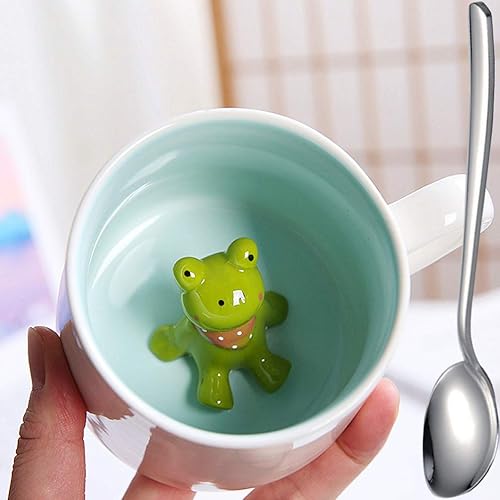 Figuras de rana de cerámica Coffeemugs Funny Teacups - Taza de café con diseño de animales en 3D para niños, niñas, mujeres y hombres, 12 onzas