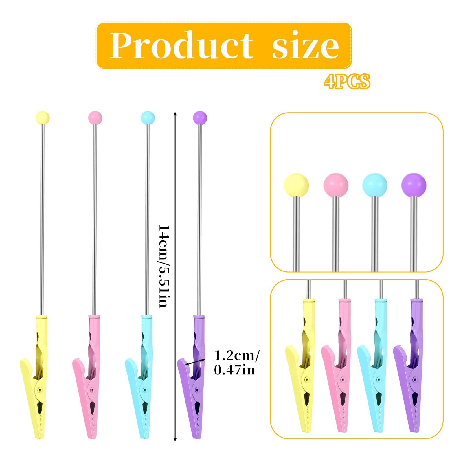 4 Pcs Metal Wire Alligator Clip, Desktop Picture Holders, Memo Clip Holders, Metal Wire Alligator Clamp, Metal Note Clip Long-Tailed Alligator Clamp Photo Holder Clip for Card, 14 * 1.2cm, Multicolour