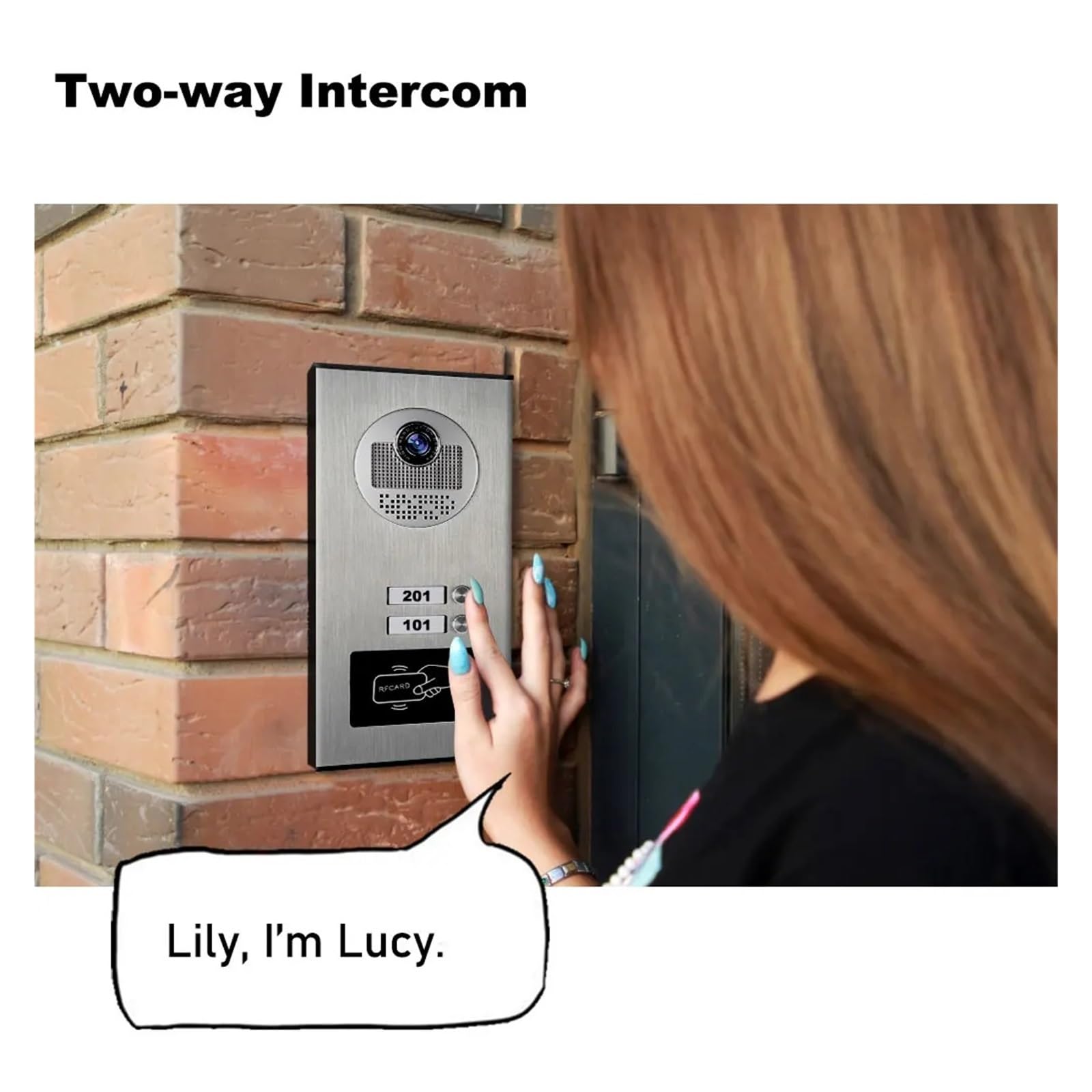 Dzwonek Do Drzwi Ring 2-jednostkowy Wieloapartamentowy Wideodomofon Z Funkcją Odblokowania Kartą RFID, 7-calowy 4-przewodowy System Wideodomofonowy Instalacja W Mgnieniu Oka